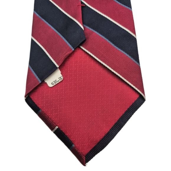 Vintage John Hill Executive Collection Silk Tie Red Blue White Diagonal 4.25x58" - Picture 5 of 7